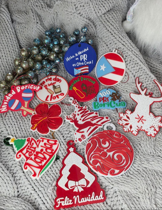 Kit de 12 Ornamentos Navideños – Edición Especial Boricua