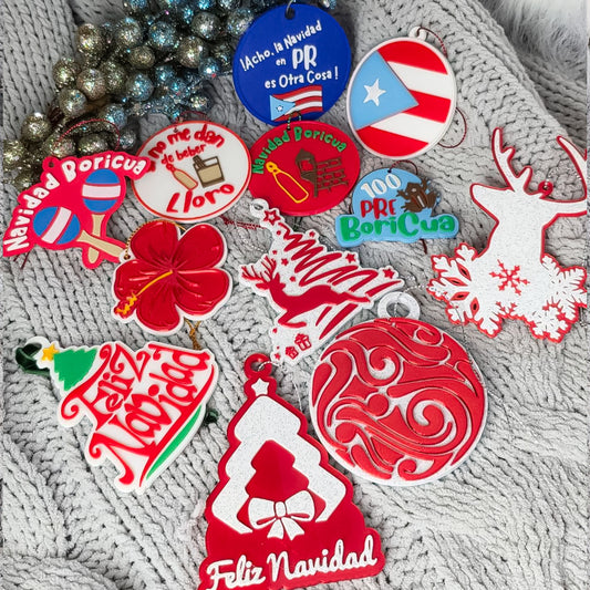 Kit de 12 Ornamentos Navideños – Edición Especial Boricua