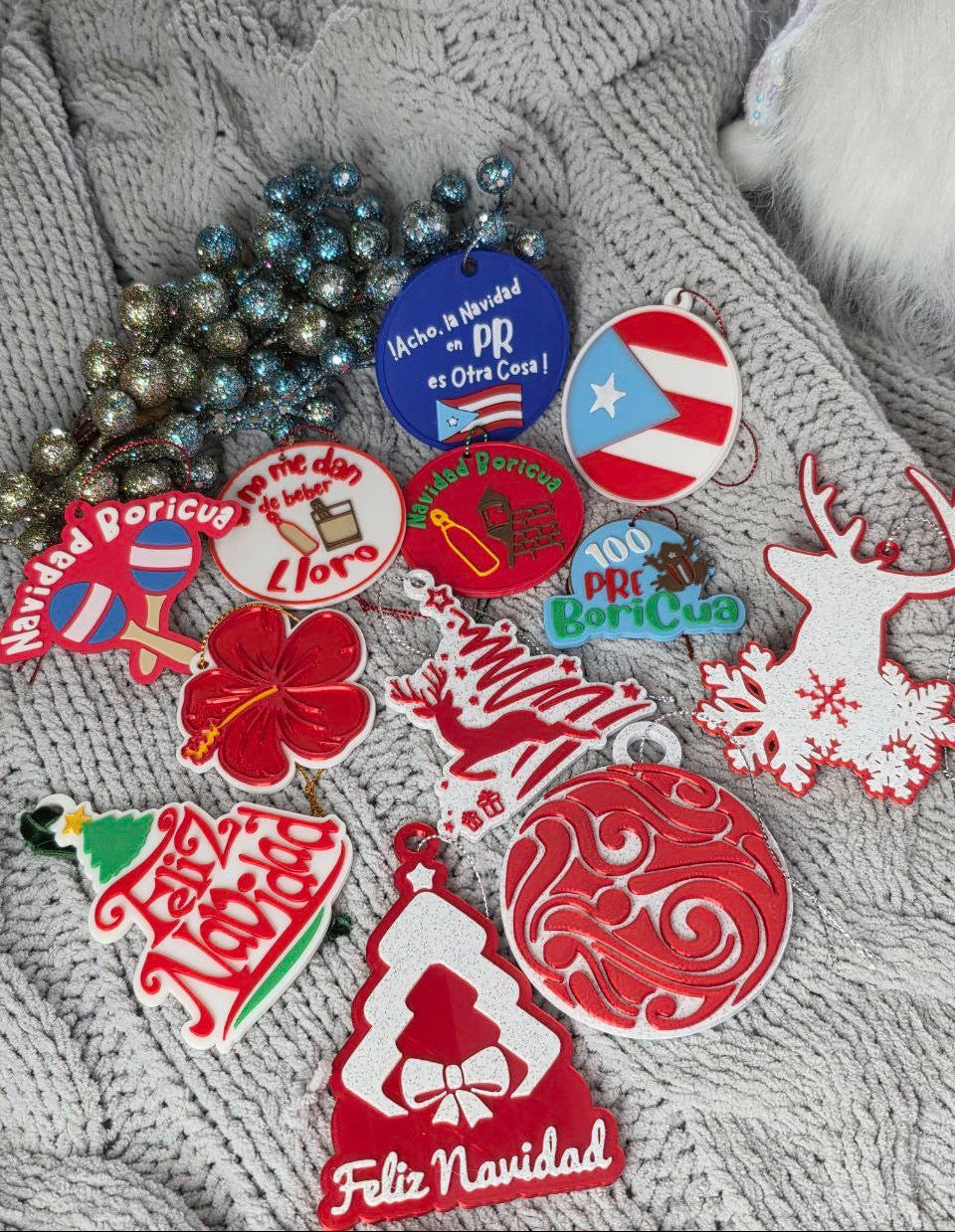 Kit de 12 Ornamentos Navideños – Edición Especial Boricua