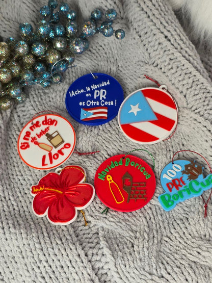 Kit de 6 Ornamentos Navideños – Edición Especial Boricua