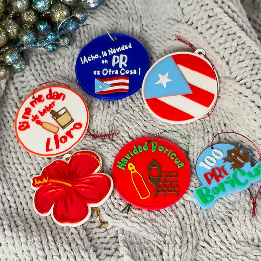 Kit de 6 Ornamentos Navideños – Edición Especial Boricua
